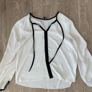 Banana Republic White Blouse with Black Trim